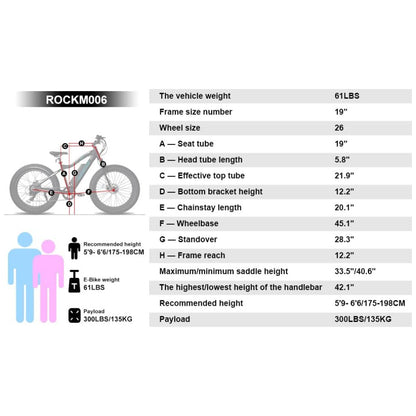 Bicicleta Elétrica Hiland ROCKSHARK 500W com Pneus Grossos, Bateria Samsung 48V 11,6Ah, Câmbio Shimano 7V, Freios a Disco – Azul