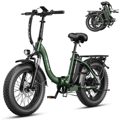 Bicicleta Elétrica Dobrável Ranger 2.0, Motor 1400W Pico, Bateria 600Wh, Autonomia 96 km, Pneus 20x4.0, Freio 180mm, Suspensão, Até 45 km h, USB, Bagageiro, Verde