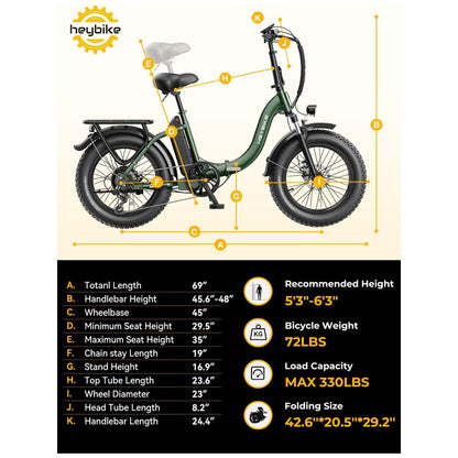 Bicicleta Elétrica Dobrável Ranger 2.0, Motor 1400W Pico, Bateria 600Wh, Autonomia 96 km, Pneus 20x4.0, Freio 180mm, Suspensão, Até 45 km h, USB, Bagageiro, Verde