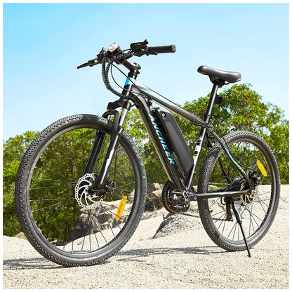 Bicicleta Elétrica ANCHEER Sunshine Motor Peak 750 W, Bateria Removível 48 V 7,8 10,4 Ah, 21 Velocidades, Pneu 26 , Suspensão Frontal, Cor Preto e Azul