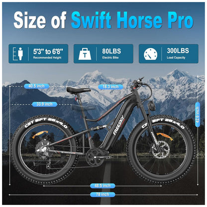 Bicicleta Elétrica FREESKY Swift Horse Pro Azul-Cinza | Autonomia 190 km, Velocidade 56 km/h, Motor BAFANG 1000W, Bateria 48V 30Ah, Suspensão Dupla, Freios Hidráulicos