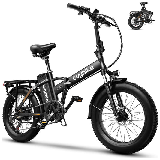 Bicicleta Elétrica Dobrável bluebiko F6B com Motor Brushless 750W Pico 1000W , Bateria Removível 48V 20Ah, Freios a Disco Duplos e Sistema de Transmissão 7 Velocidades e autonomia de 128km, Preto F6B