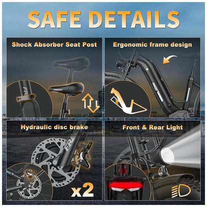 Bicicleta Elétrica FREESKY Ranger Pro 26 , Motor Duplo 2000W, Bateria 48V 25Ah, 153 KM de Alcance, Freios Hidráulicos, Display HD com NFC, Mountain Bike Off Road, PRETA