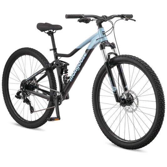 Bicicleta Mongoose Impasse 1.0 – Aro 27,5″, 7 Velocidades, Suspensão Completa, Freios a Disco, Cor Azul e Preto