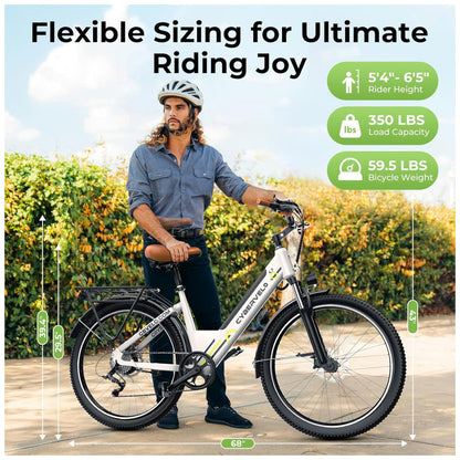Bicicleta Elétrica Aoango EK2 Branco 26" | Motor 1000W, Bateria 48V 720Wh, Suspensão Dianteira, Display LCD