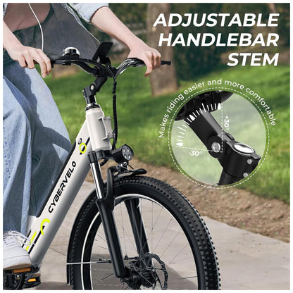 Bicicleta Elétrica Aoango EK2 Branco 26" | Motor 1000W, Bateria 48V 720Wh, Suspensão Dianteira, Display LCD