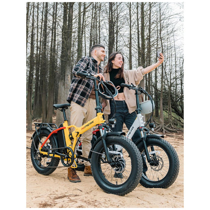 Bicicleta Elétrica Dobrável Hipeak Azul | Motor 750W, Bateria 48V 15Ah, Pneus 20"x4", Suspensão Dianteira, 7 Marchas, Off-Road e Urbana