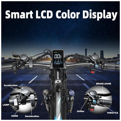 Bicicleta Elétrica KETELES Peak 4000W, Motor Duplo 2000W, Pneus 26 , Bateria 1104Wh, Freios Hidráulicos, Suspensão Completa, até 56 km h, Preto Azul