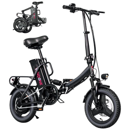 Bicicleta Elétrica Dobrável Windone S14 Preto Fosco Motor 350W Pico 500W , Velocidade Máxima 30km h, Autonomia 45km, Rodas 14 , Suspensão Traseira, Bateria Removível 36V 7,8Ah