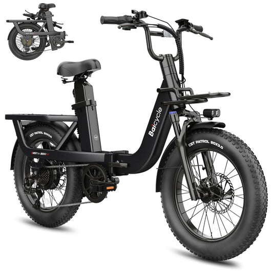 Bicicleta Elétrica Dobrável Baicycle A02 Preta Motor 1500W, Bateria 48V 15,3Ah, Suspensão Avançada