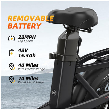 Bicicleta Elétrica Dobrável Baicycle A02 Preta Motor 1500W, Bateria 48V 15,3Ah, Suspensão Avançada