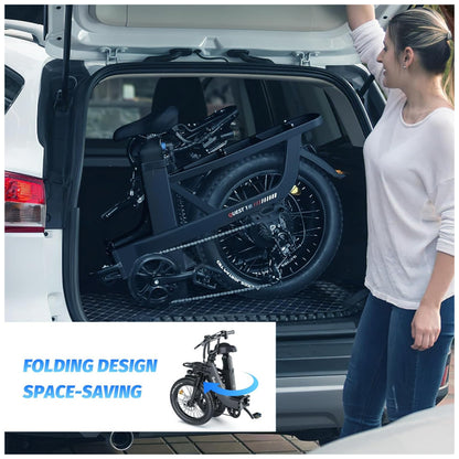 Bicicleta Elétrica Dobrável Baicycle A02 Preta Motor 1500W, Bateria 48V 15,3Ah, Suspensão Avançada
