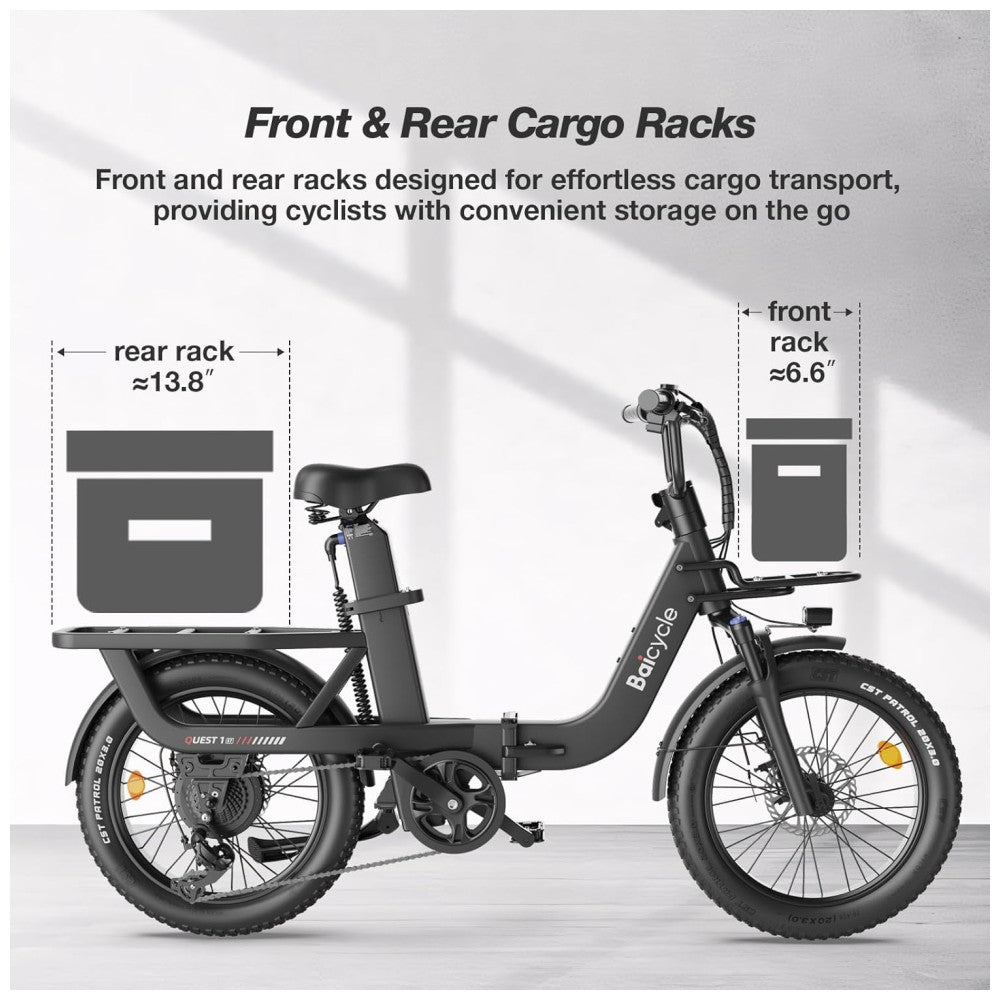 Bicicleta Elétrica Dobrável Baicycle A02 Preta Motor 1500W, Bateria 48V 15,3Ah, Suspensão Avançada