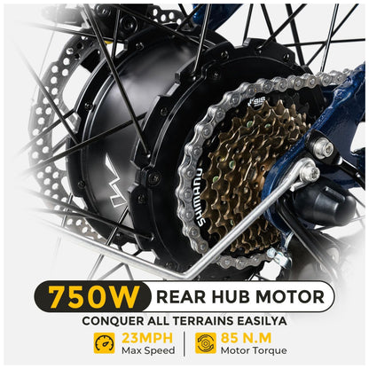 Bicicleta Elétrica NF NIGHTFIRE 750W – Bateria Removível 48V, Autonomia até 88 km, 7 Marchas, Suspensão Frontal, Freios a Disco, Display LCD – Quadro em Alumínio Azul