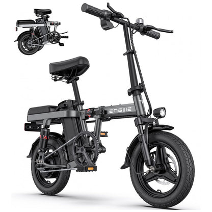 Bicicleta Elétrica Dobrável ENGWE T14, 350W, 60km de Autonomia, Pneus Antifuro 14", Suspensão Completa, 3 Modos de Pilotagem – Preta