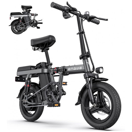 Bicicleta Elétrica Dobrável ENGWE T14, 350W, 60km de Autonomia, Pneus Antifuro 14", Suspensão Completa, 3 Modos de Pilotagem – Preta
