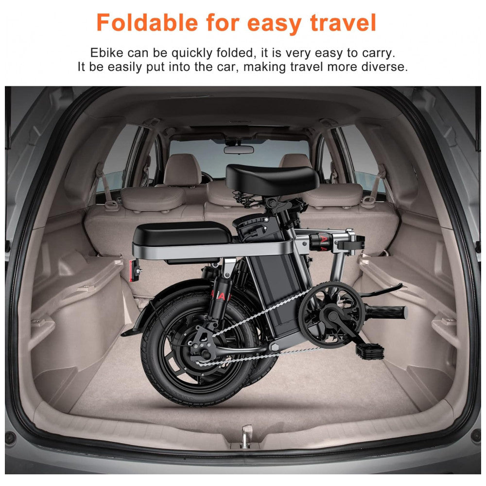 Bicicleta Elétrica Dobrável ENGWE T14, 350W, 60km de Autonomia, Pneus Antifuro 14", Suspensão Completa, 3 Modos de Pilotagem – Preta