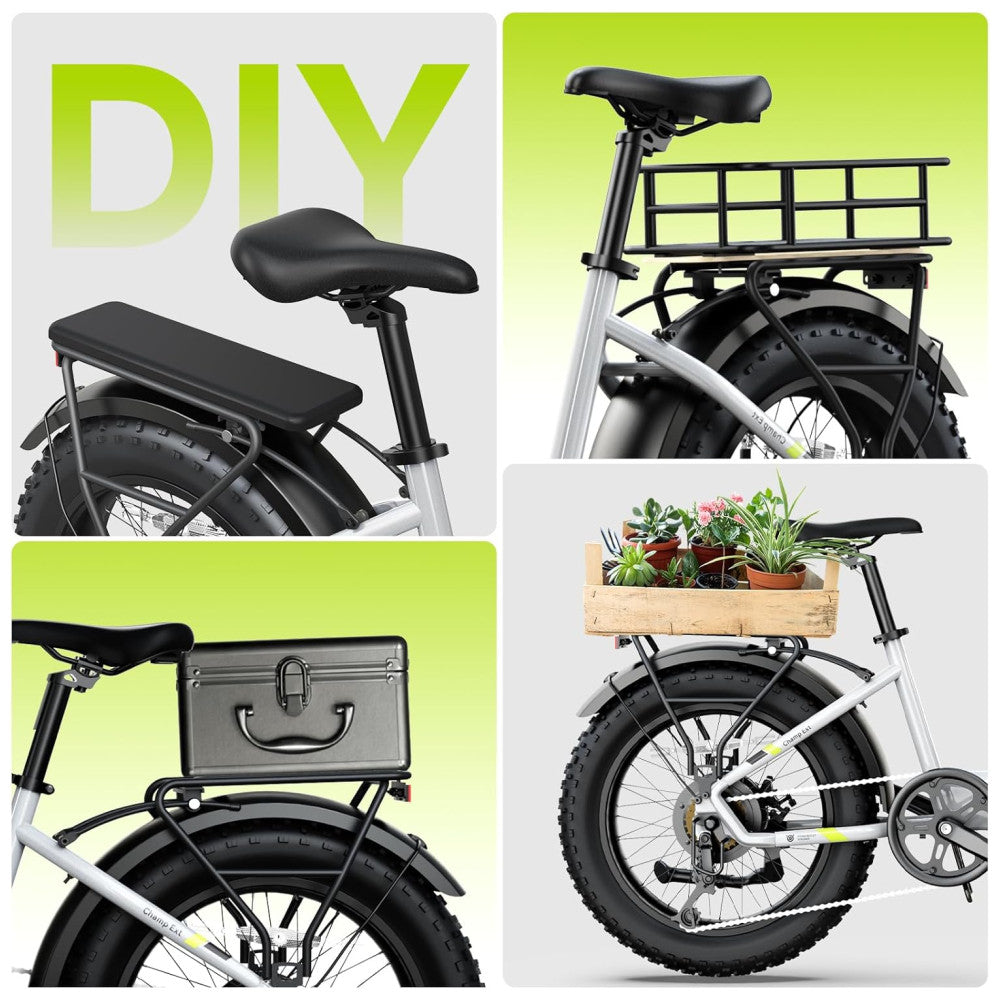 Kit com 2 Bicicletas Elétricas Dobráveis Sisigad 1500W Pico, Pneus Fat 20 x4.0, Bateria 48V 15Ah, Autonomia 96 km, 7 Velocidades, Freios a Disco, Suspensão Completa, Branco e Vermelho