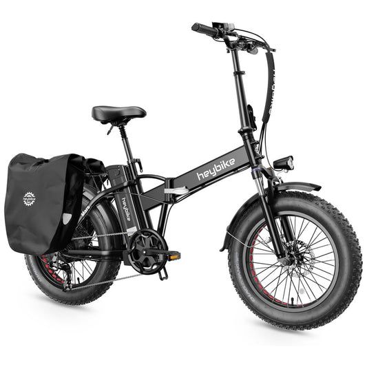 Bicicleta Elétrica Dobrável Heybike Mars 2.0 Preta | Autonomia 80 km, Velocidade 45 km/h, Motor 750W (Pico 1200W), Suspensão Total, Rodas 20", Câmbio 7V