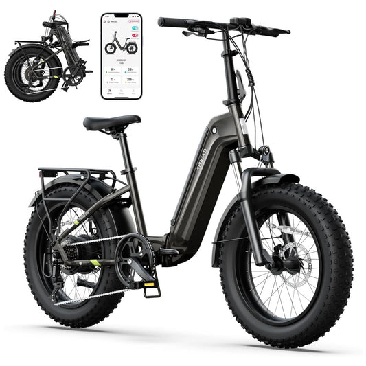 Bicicleta Elétrica Dobrável Sisigad 1500W Pico, Pneus Fat 20 x4.0, Bateria 48V 15Ah, Autonomia 96 km, 7 Velocidades, Freios a Disco, Suspensão Completa, Preto