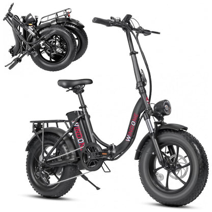 Bicicleta Elétrica para Adultos Windone S14S16, Velocidade Máxima de 31 km h, Autonomia de 4582 km PAS, Motor de Pico 750W, Dobrável, Leve, Amortecedo