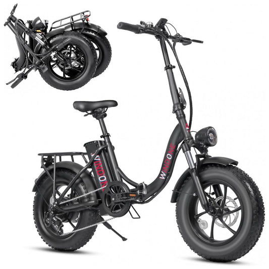 Bicicleta Elétrica para Adultos Windone S14S16, Velocidade Máxima de 31 km h, Autonomia de 4582 km PAS, Motor de Pico 750W, Dobrável, Leve, Amortecedo