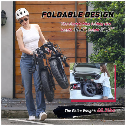 Bicicleta Elétrica para Adultos Windone S14S16, Velocidade Máxima de 31 km h, Autonomia de 4582 km PAS, Motor de Pico 750W, Dobrável, Leve, Amortecedo