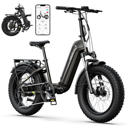 Bicicleta Elétrica Dobrável Sisigad 1500W Pico, Pneus Fat 20 x4.0, Bateria 48V 15Ah, Autonomia 96 km, 7 Velocidades, Freios a Disco, Suspensão Completa, Preta