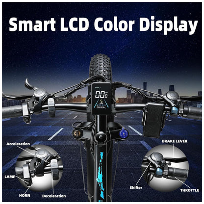 Bicicleta Elétrica KETELES Peak 4000W, Motor Duplo 2000W, Pneus 26 , Bateria 1104Wh, Freios Hidráulicos, Suspensão Completa, até 56 km h, Preta e Branca