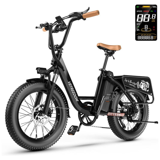 Bicicleta Elétrica CityRang 4.0 – Motor 750 W (Pico 1500 W), Bateria 48V 20Ah Removível, 7 Velocidades, Freios a Disco Duplo, 20” Pneus Fat, Alcance até 112 km