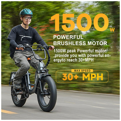 Bicicleta Elétrica CityRang 4.0 – Motor 750 W (Pico 1500 W), Bateria 48V 20Ah Removível, 7 Velocidades, Freios a Disco Duplo, 20” Pneus Fat, Alcance até 112 km