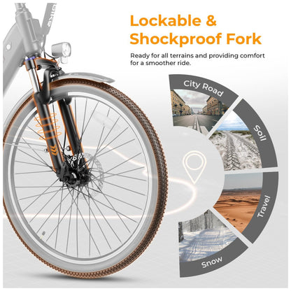 Bicicleta Elétrica Heybike Cityscape 2.0, 500W Motor de Pico 1000W, 80 km de Alcance, 38 km h, Bateria Removível 468Wh, Rodas 26 , Suspensão 7 Velocidades, Freios a Disco PRETO