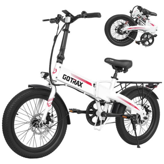 Bicicleta Elétrica Dobrável Gotrax R1 Branca 20" | Motor 500W, Bateria 48V 7,8Ah, 3 Modos de Condução, Freios a Disco