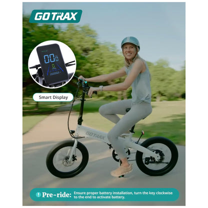 Bicicleta Elétrica Dobrável Gotrax R1 Branca 20" | Motor 500W, Bateria 48V 7,8Ah, 3 Modos de Condução, Freios a Disco