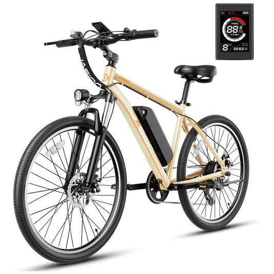 Bicicleta Elétrica Jasion RetroVolt 26" Cáqui | Motor 350W, Bateria 36V 360Wh, 7 Velocidades, 4 Modos de Condução