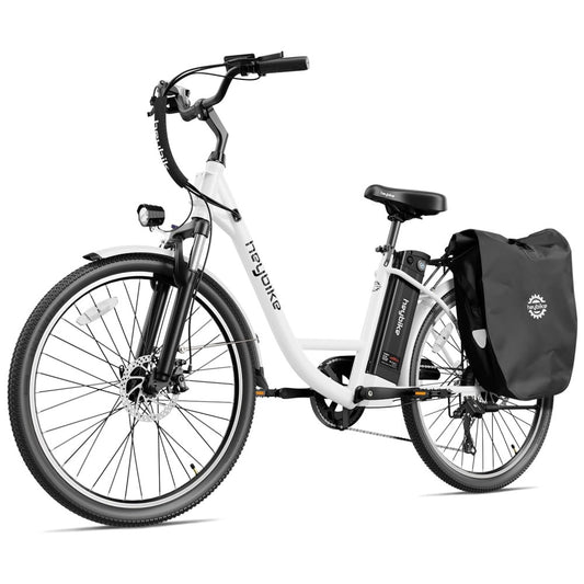 Bicicleta Elétrica Heybike Cityscape Branca | Autonomia 64 km, Velocidade 37 km/h, Rodas 26", Câmbio 7 Marchas, Quadro Step-Through, Freios a Disco