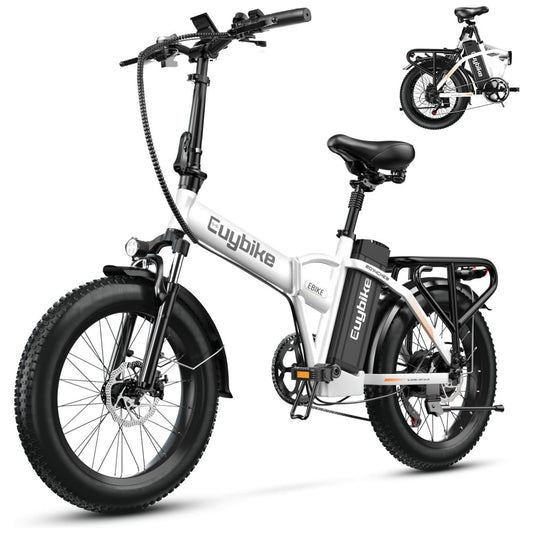 Bicicleta Elétrica Dobrável bluebiko F6B com Motor Brushless 750W Pico 1000W , Bateria Removível 48V 20Ah, Freios a Disco Duplos e Sistema de Transmissão 7 Velocidades e autonomia de 128km, F6B Branco