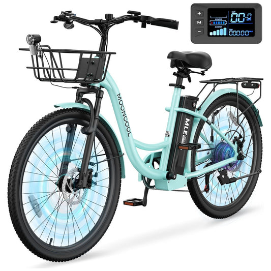Bicicleta Elétrica para Adultos com Motor 700W Pico, Quadro em Alumínio 6061, Bateria Removível 36V 10,4Ah, Autonomia de até 64 km, 7 Marchas, Tela LCD Colorida, Certificação UL2849, Cor Light Teal