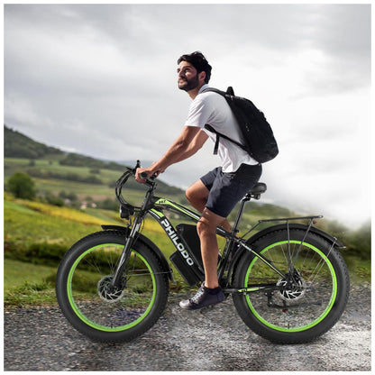 Bicicleta Elétrica PHILODO H7 Ultra – Motor Brushless 5000W, Pneus Fat 26"x4", Bateria 60V 26Ah, 21 Velocidades, Freios Hidráulicos