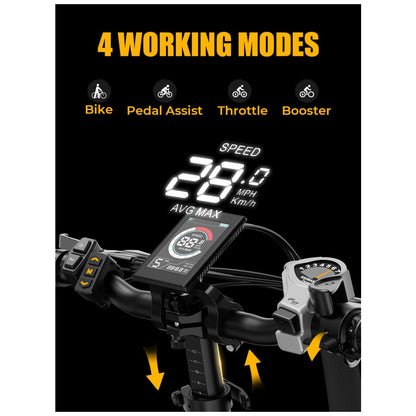 Bicicleta Elétrica Dobrável Heybike Ranger 2.0 Preta | Autonomia 88 km, Velocidade 40 km/h, Motor Potente, Pneus 20"x4", Suspensão Frontal, Freios a Disco