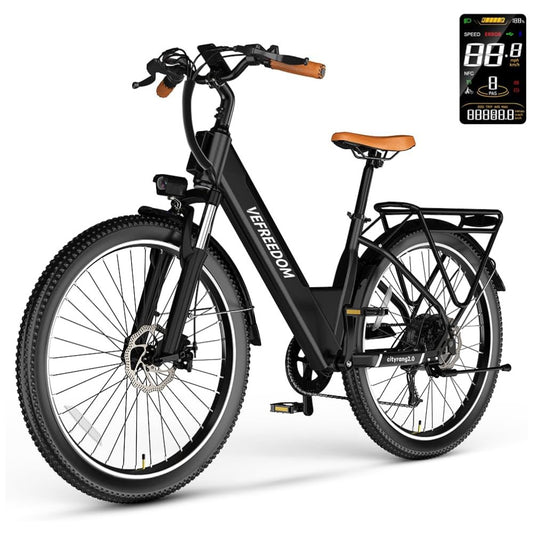 Bicicleta Elétrica Cityrang 2.0, Motor Brushless 1000W Pico, Bateria 48V 720Wh, Autonomia 112 km, Suspensão Ajustável, Freios a Disco Duplos, 7 Marchas, Tela LCD Colorida, Preta