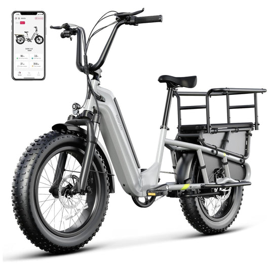 Bicicleta Elétrica 1500W Pico, Bateria 48V 15Ah, Autonomia 128 km, Pneus 20x4.0 , Freios Hidráulicos, Suspensão, 7 Marchas, Tela LCD, Até 45 km h, Cinza