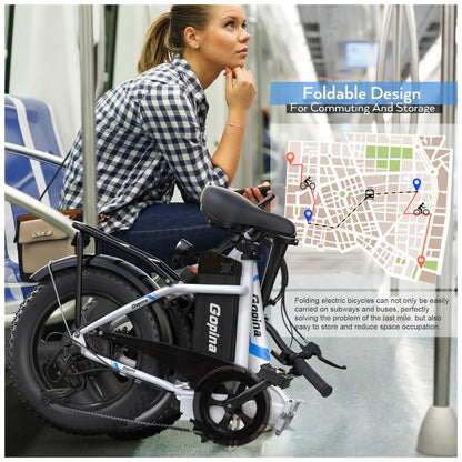 Bicicleta Elétrica Vivi Gopina UL 350W, Bateria 48V 7,8Ah, Autonomia 80 km, Quadro Degrau Baixo Dobrável, Pneus Fat 16x3.0, 7 Marchas, Tela LCD, Assistência ao Pedal, Preta e vermelho
