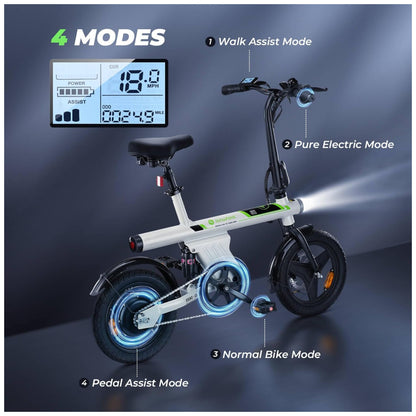 Mini Bicicleta Elétrica U1 Isinwheel – Compacta, Dobrável, Motor 500 W, Bateria 36V 7,8Ah, 3 Modos, Freios a Disco