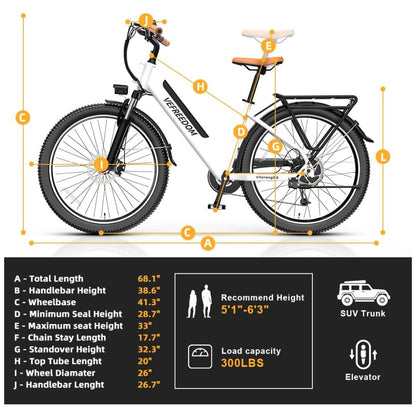 Bicicleta Elétrica Cityrang 2.0, Motor Brushless 1000W Pico, Bateria 48V 720Wh, Autonomia 112 km, Suspensão Ajustável, Freios a Disco Duplos, 7 Marchas, Tela LCD Colorida, Branca