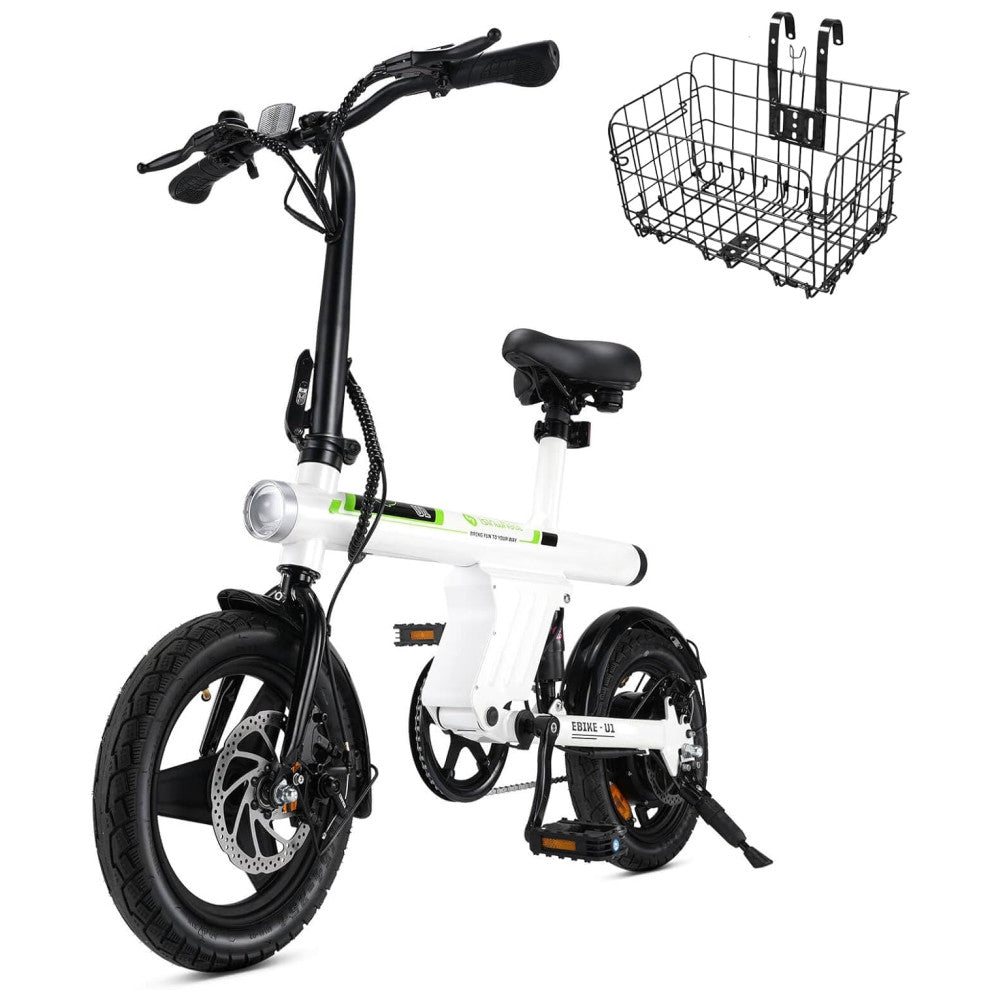 Bicicleta Elétrica isinwheel para Adultos com Cesto, Motor de 500W, Ebike Dobrável a 20 km h, Bicicletas Elétricas para Adultos de 14 16 com Subida I