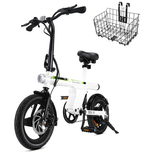Bicicleta Elétrica isinwheel para Adultos com Cesto, Motor de 500W, Ebike Dobrável a 20 km h, Bicicletas Elétricas para Adultos de 14 16 com Subida I