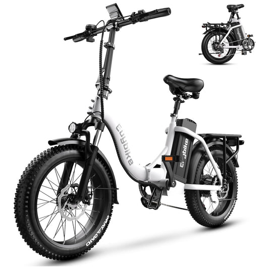 Bicicleta Elétrica Dobrável Narrak S129 com Motor Traseiro 750W Pico 1100W , Bateria 48V 13Ah, Freios a Disco Duplos e Transmissão SHIMANO 7 Velocidades, Velocidade Máxima 45km h e Display LCD, Branco F7