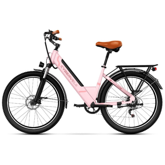 Bicicleta Elétrica Cybervelo EK2 1500W Pico, Autonomia 128km, Suspensão Completa, Freios a Disco, Tela LCD, 7 Velocidades – Aço Reforçado, Rosa