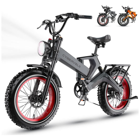 Bicicleta Elétrica Dobrável Cybervelo EK6 Max 2.0, 1000W de Potência, Bateria Removível de 48V 25Ah, Pneu Gordo 20 x 4.0, Mountain Bike Elétrica com